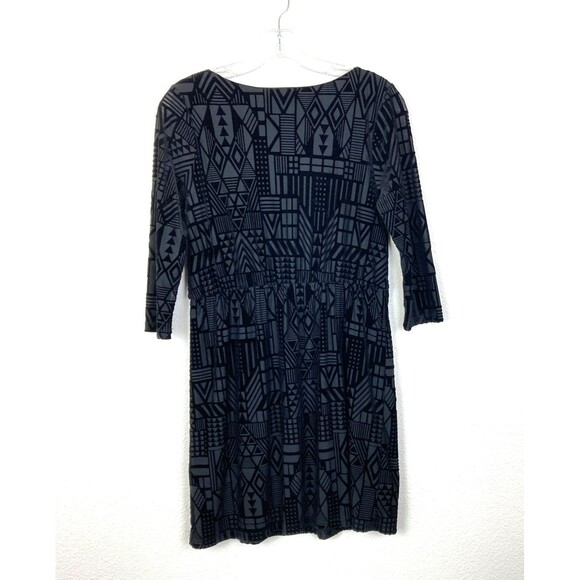 Everly Women's A-Line Mini Dress Size S Black Velvet Burnout Geometric Pattern - Picture 4 of 5
